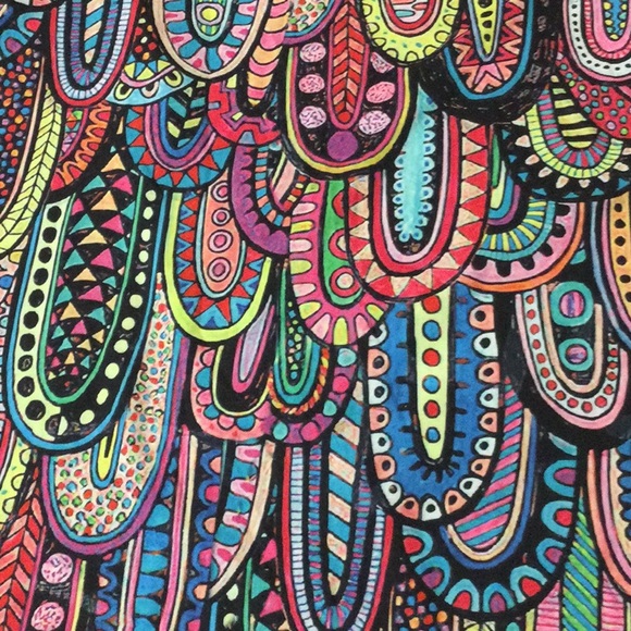 S Multi-colored whimsical dress with 3 tiered bell sleeves - Picture 9 of 14